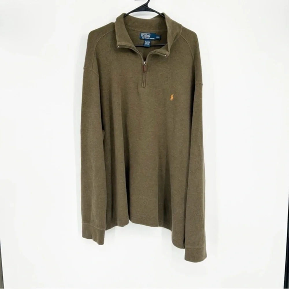 Polo Ralph Lauren Green Quarter Zip Pullover Sweater Size XXL‎